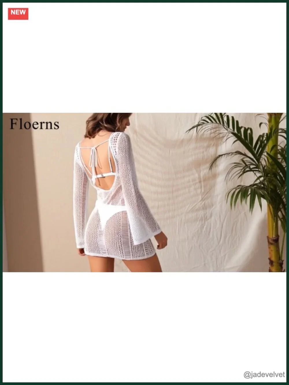 Women's Crochet Cover Up Long Sleeve Hollow Out Beach Swimwear